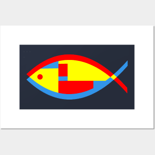 Colorful Abstract Fish Posters and Art